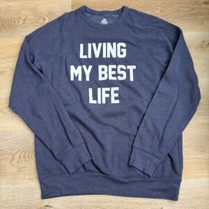 Body Rags (Navy) Living My Best Life Graphic Sweatshirt Mens L